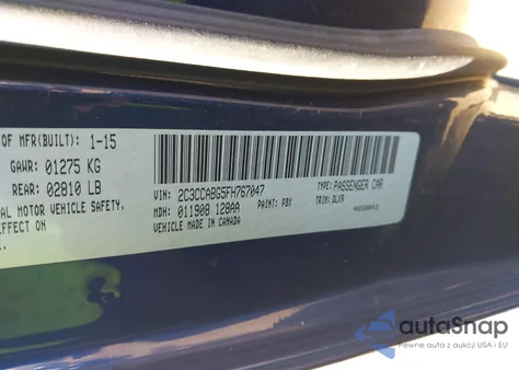 2015 Chrysler 300 300S from USA, damaged, VIN 2C3CCABG5FH767047